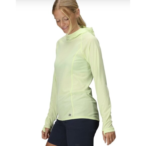 OUTDOOR RESEARCH Echo Hoodie Top in Cool Matcha Yellow Outdoor Gorpcore Layering - Picture 1 of 11